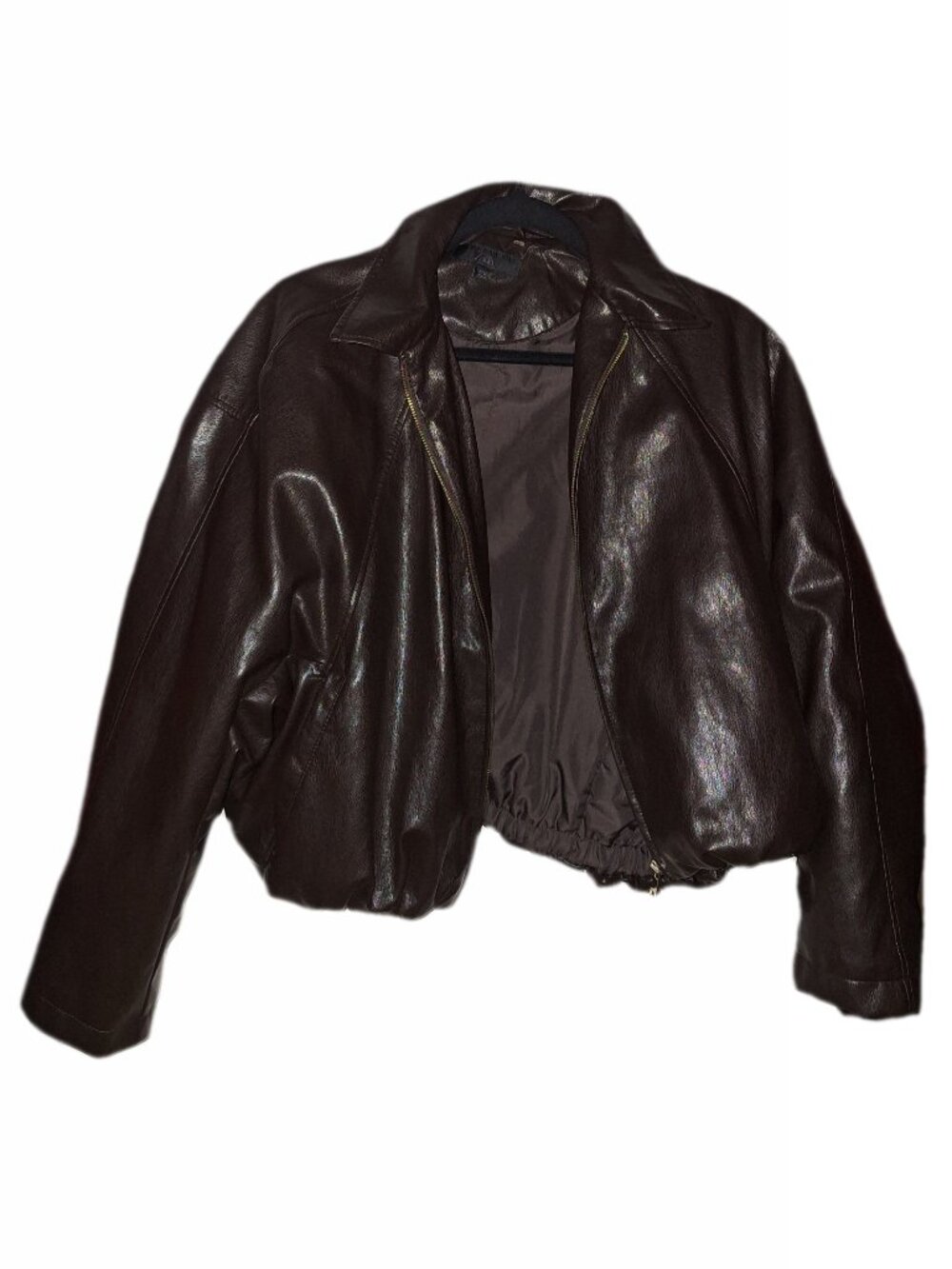 Zara Brown Leather Bomber Jacket